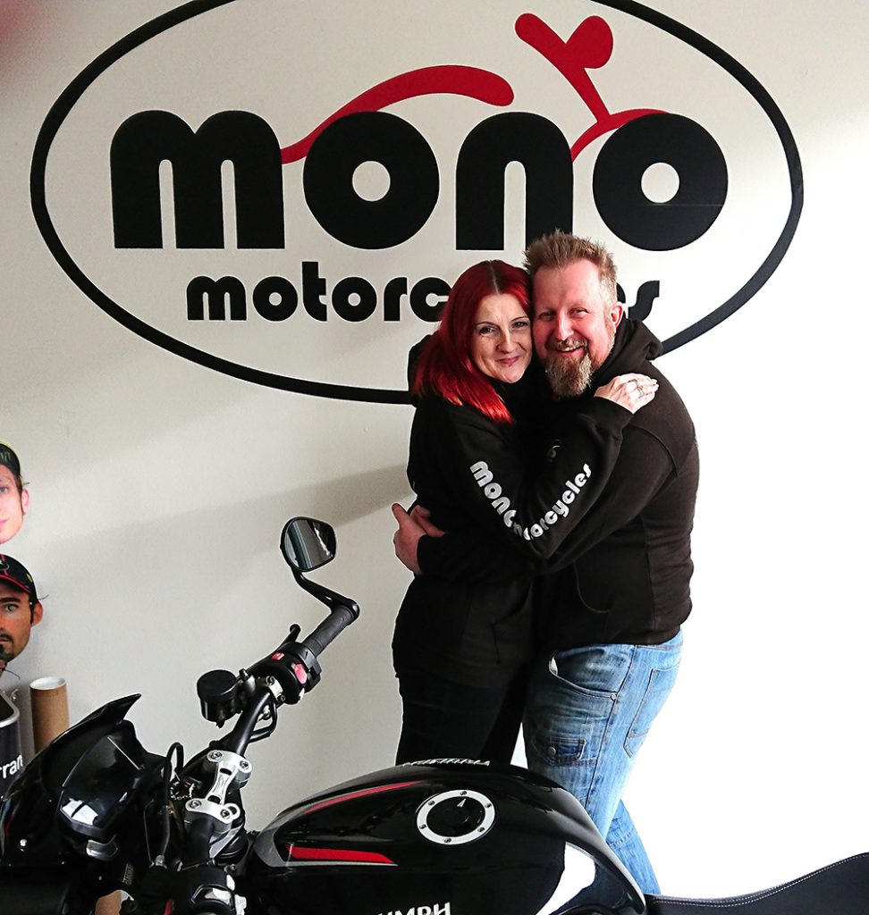 mono motorcycles & vehicle security Proprietor Daniel Morris & Partner Katy Jane