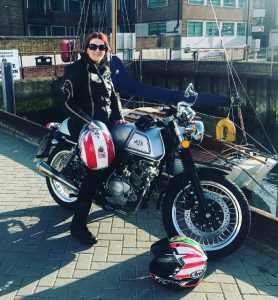 Katy & her AJS Cadwell in the stunning May bank holiday sunshine. 
