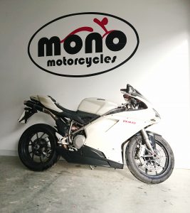 A Ducati 848 joined us at the beginning of the week.  After the 848 had been knocked over in a public car park, she had sprung a radiator leak. Having discovered that a new radiator from Ducati would cost in excess of £1000, the Ducati was collected & brought to mono motorcycles.