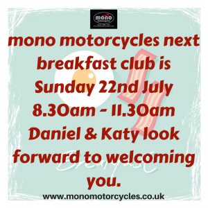 Join us on Sunday 22nd July between 8.30am -11.30am for a hearty breakfast to fuel your journey! Or pop in for a pit stop on route. We look forward to welcoming you.