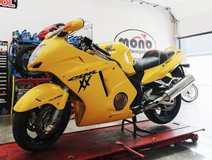 The arrival of the stunning Canary Yellow Honda Blackbird, brought another vibrant splash of colour to the workshop. 
