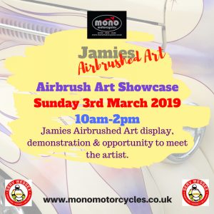We are already planning events in to 2019. Our mono motorcycles 'Thank you' open morning, the Jamies Airbrushed Art showcase & 2019 breakfast club schedule are already out.