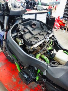The procedure, as we have explored before, is very time consuming as not only does the motorcycle need to be mostly stripped, but the process of checking valve clearances cannot be rushed.