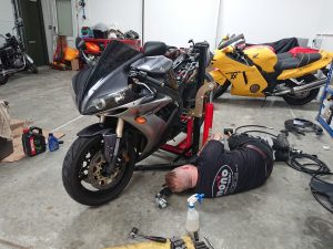 The R1 required fork seal replacements & brake pads. 