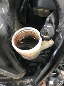 It was during his checks that he discovered that the brake fluid was black. 