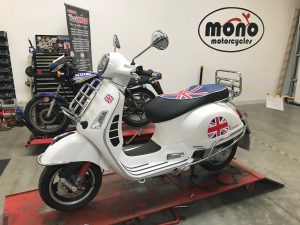 We began our week with a very patriotic Vespa in for a full service.