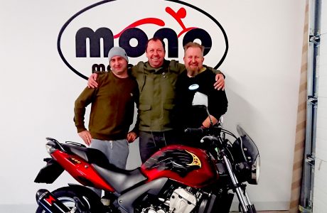 Will C, Daniel Morris of mono motorcycles & Jamie Gladman of J.A.A Custom Paint