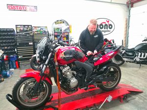 The stunning Angelic Honda CB600F returned this week for some mirror & wiring upgrades. 