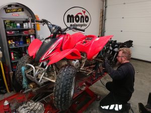 We welcomed two small Honda quads to the workshop this week too. Both were in need of a service & tightening up of brakes, nuts & bolts as they are regularly hammered around the farm where our workshop resides.