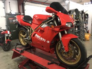 The Ducati 996 is looking fantastic with its bodywork in place & we are very excited about returning her to our customer upon completion.