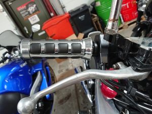 The final job for the VMAX was to replace her grips.