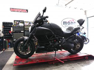 The final bike up on the ramp this week, was the menacing Black Ducati Diavel.