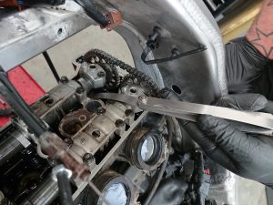 Once the carbs had been rebuilt & the process of balancing them was undertaken; the R1 underwent a major service & valve clearance check. Remarkably, every valve was in tolerance & non needed adjusting.