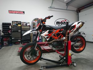 A KTM 690 SMC joined us for new shoes on Tuesday.