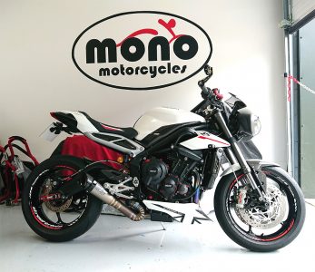 The Triumph 765 RS detailing & winter prep is complete & the crystal white paintwork now pops!