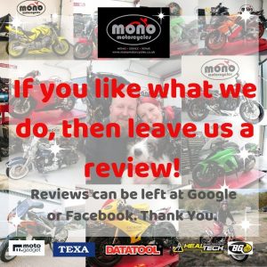 Thank You to everyone for all your continued support of mono motorcycles. Reviews can be left at Google or Facebook.