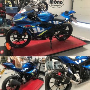 We welcomed an immaculate 2019 Suzuki GSXR 125 to the workshop for an exhaust swap over.